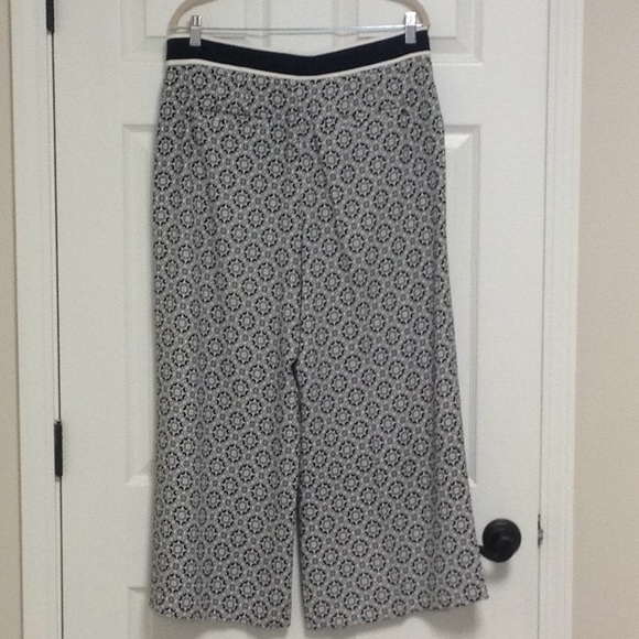 LOFT Black and Ivory Palazzo Pants - Picture 3 of 4